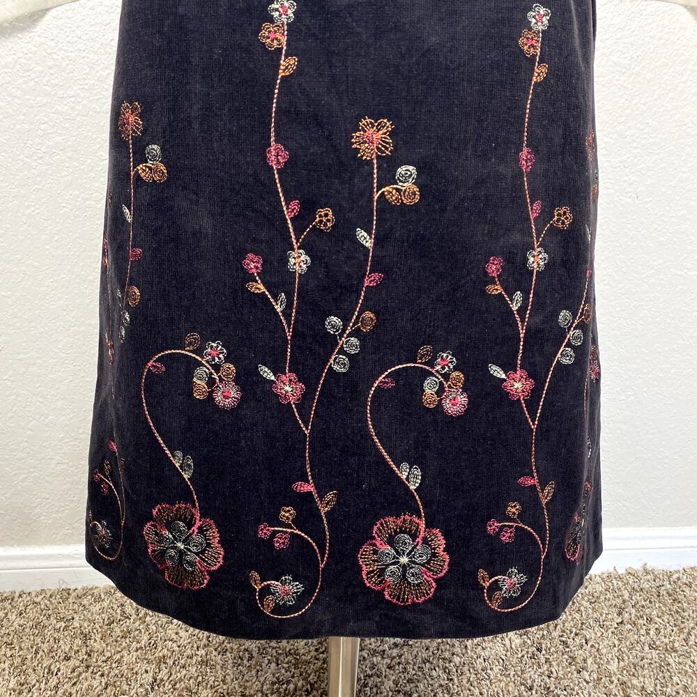 Ecologie Corduroy Embroidered Midi Skirt Cottagecore Coquette Whimsigoth Sz 6 - Picture 4 of 12